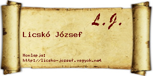 Licskó József névjegykártya
